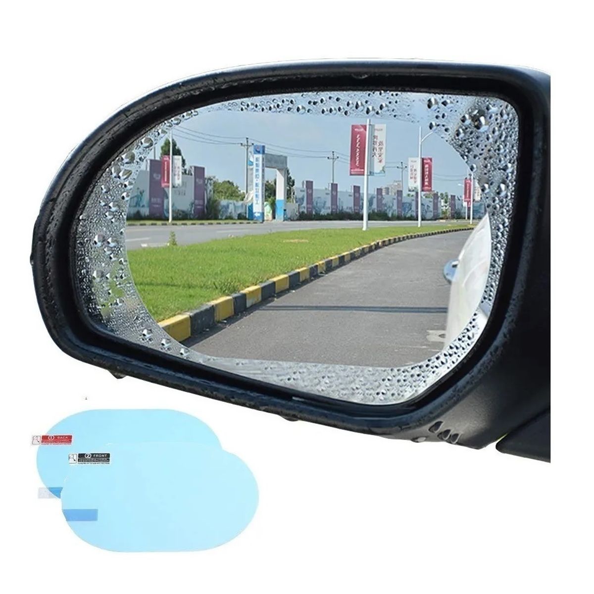 GENERICO - Laminas Antiempañantes Anti Agua 100150mm Accesorios Adhesivo Ventana 2und Par Sticker Para Autos Ovalada Qatarshop Lamina Para Espejo Retrovisor Auto Lluvia
