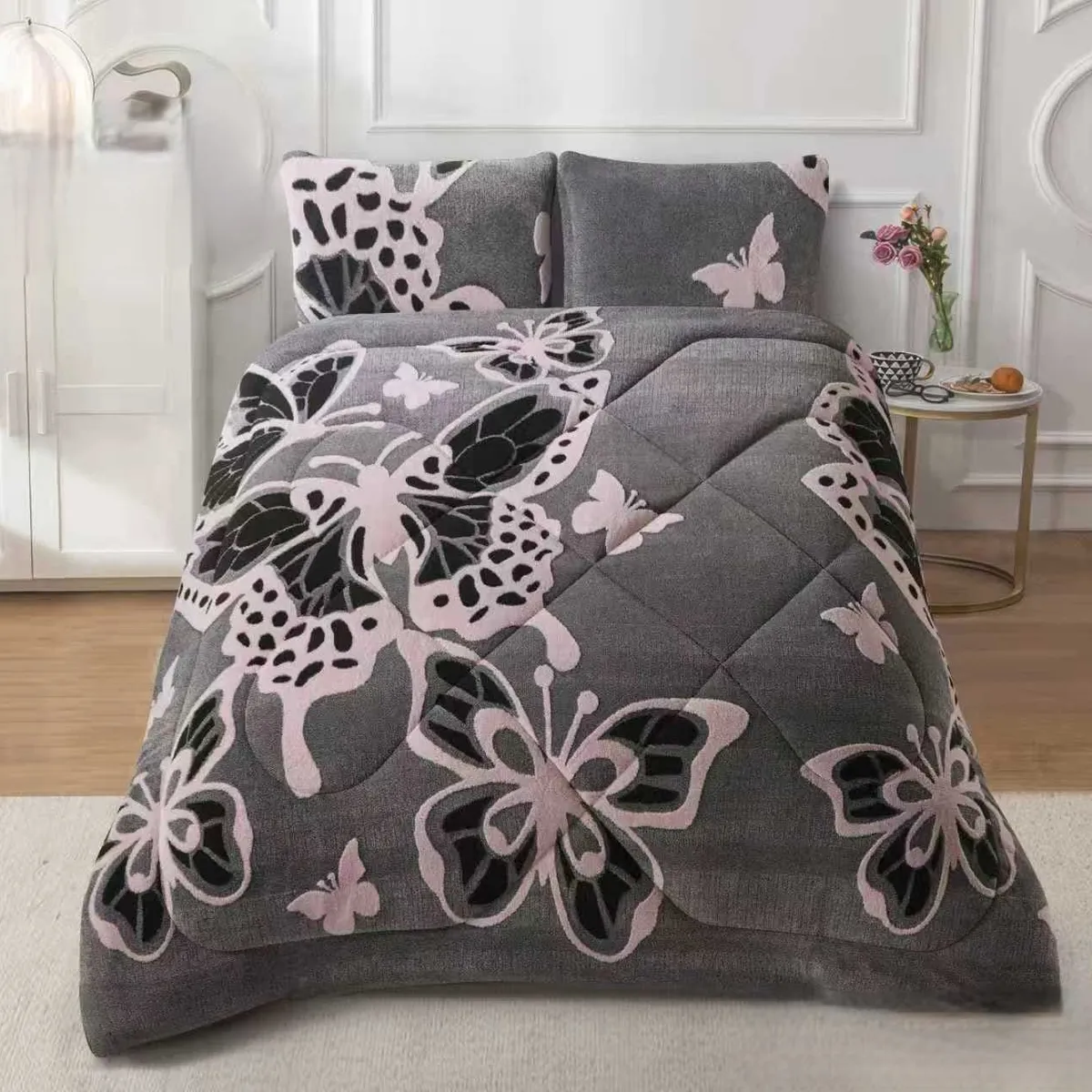 GENERICO - COBERTOR SHERPA JACQUARD CUTTING DE ALGODON CON HERMOSO DISEÑO