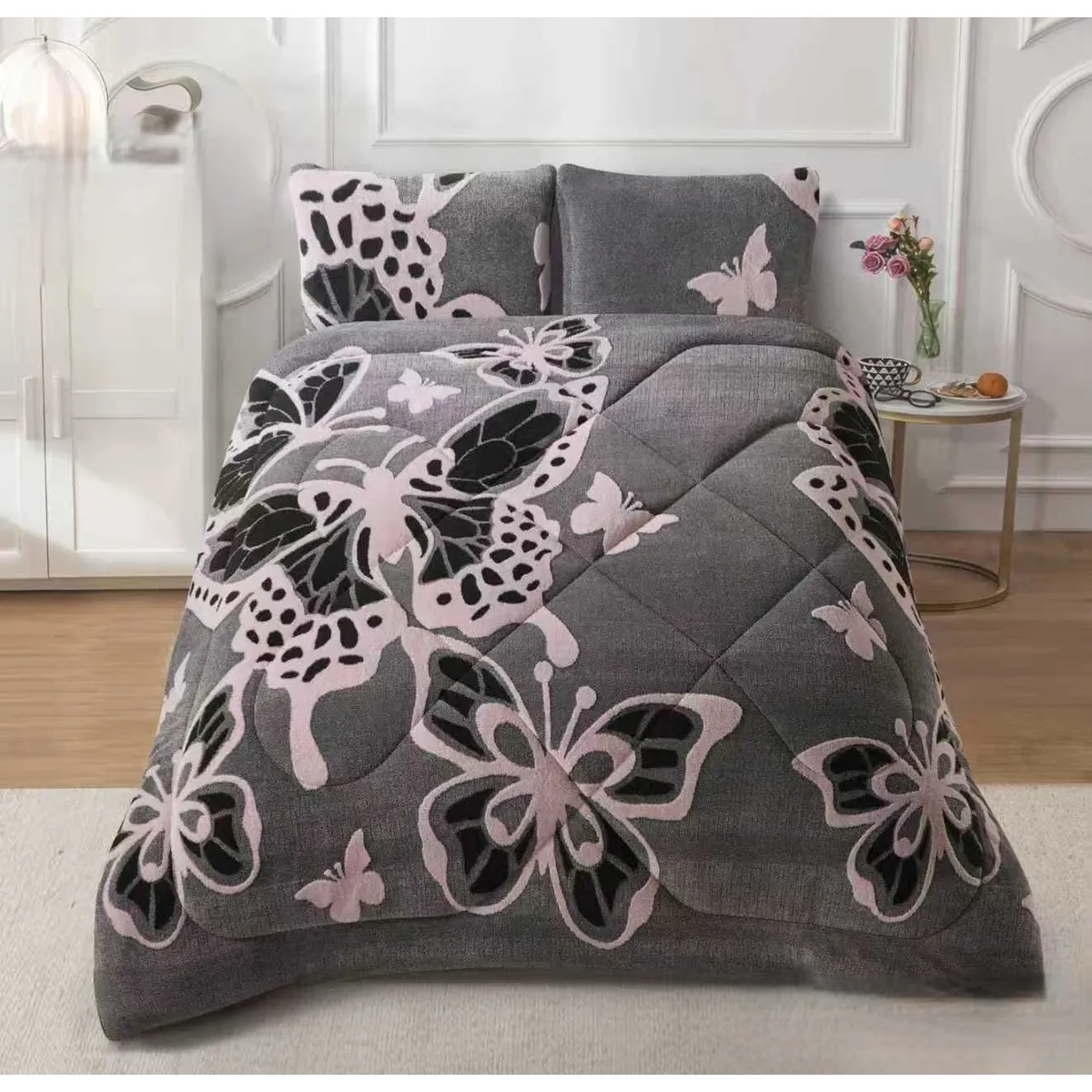 GENERICO - COBERTOR SHERPA JACQUARD CUTTING DE ALGODON CON HERMOSO DISEÑO