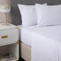 CASATUA - Sabanas 1800 Hotel Ultra Suaves Bordadas 2 Plazas - Crema - 2 Plazas