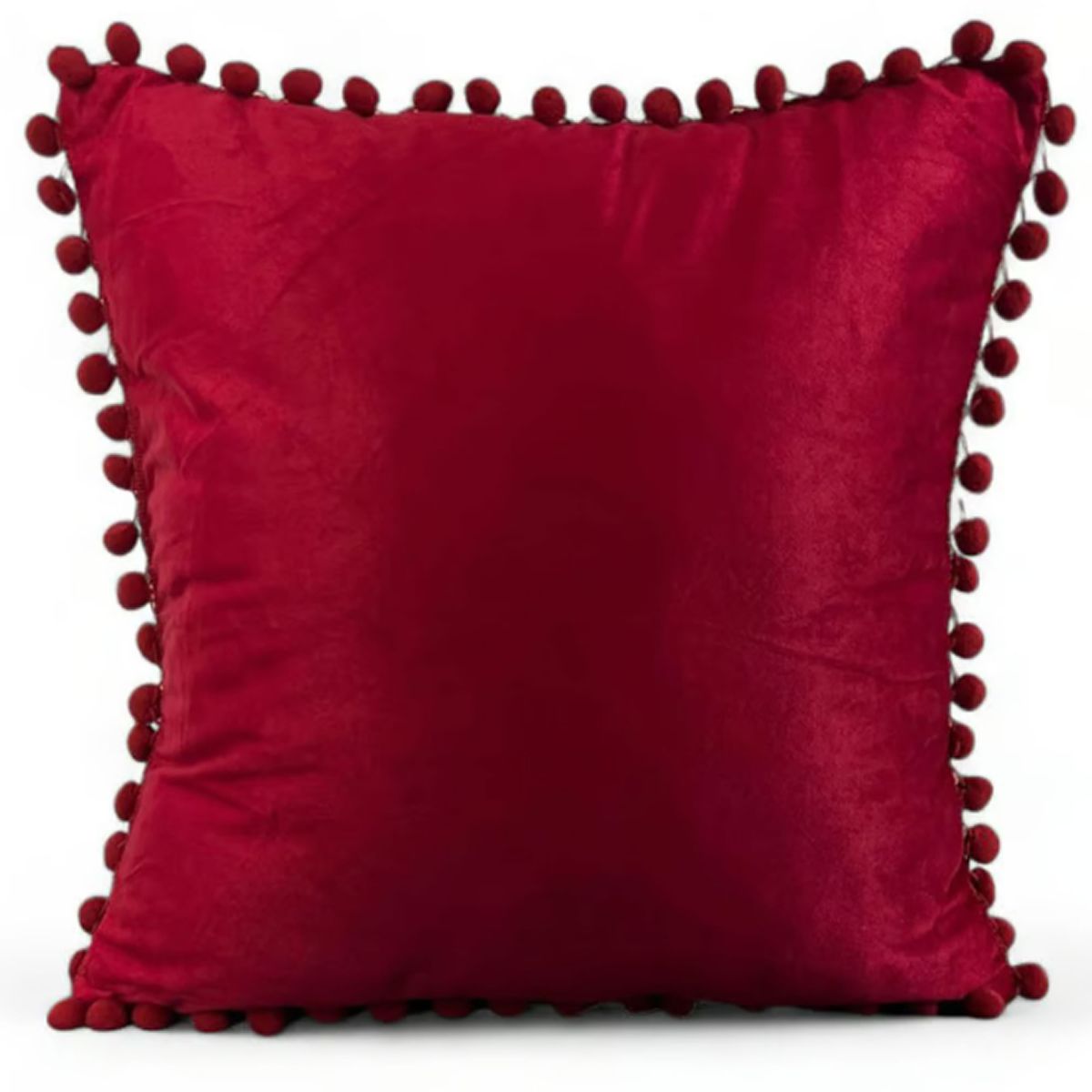DECORACION CREATIVA - 1 Funda Terciopelo Rojo Vino con Pompón decorativo