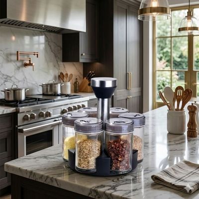 Imagen 2 del producto Especiero Giratorio Condimentero Especies 6 Frascos Vidrio