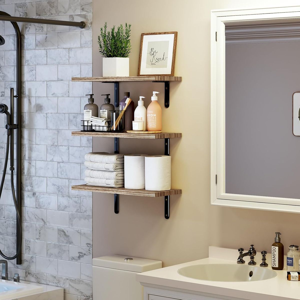 EVERSO - Kit 6x Repisas Flotantes De Pared Estante Organizador Baño