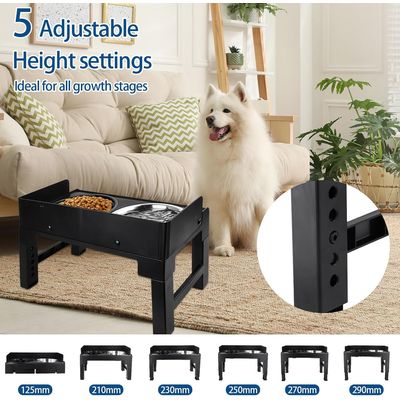 Imagen 2 del producto Comedero Bebedero Altura Ajustable Para Perros Mascotas Inox