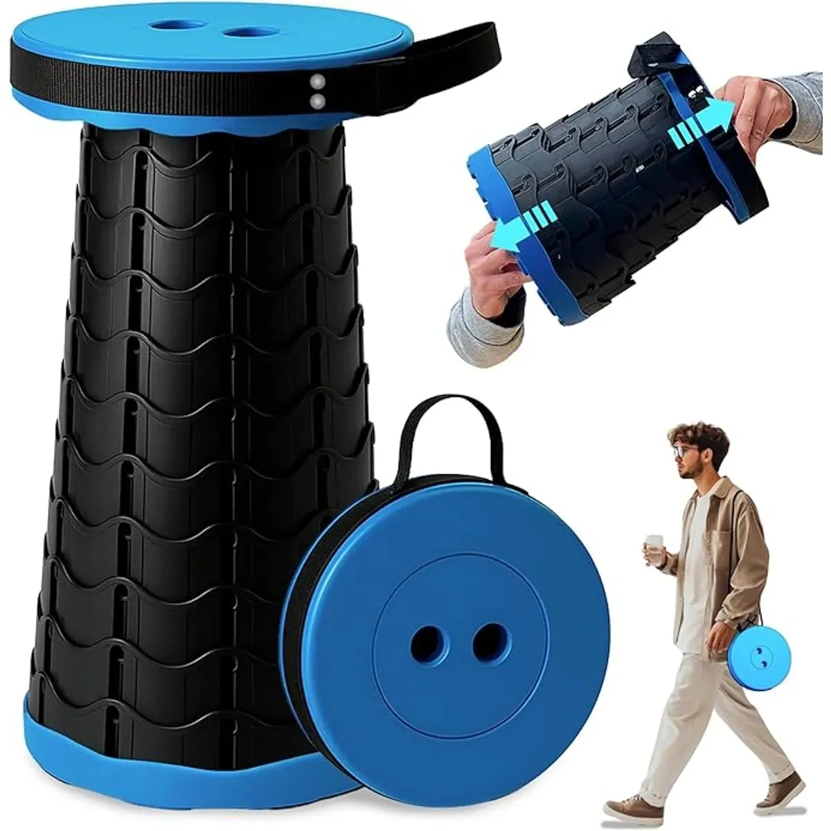 MOVI - Taburete Compacto para Camping, Playa, Pesca y Senderismo  Piso Plegable