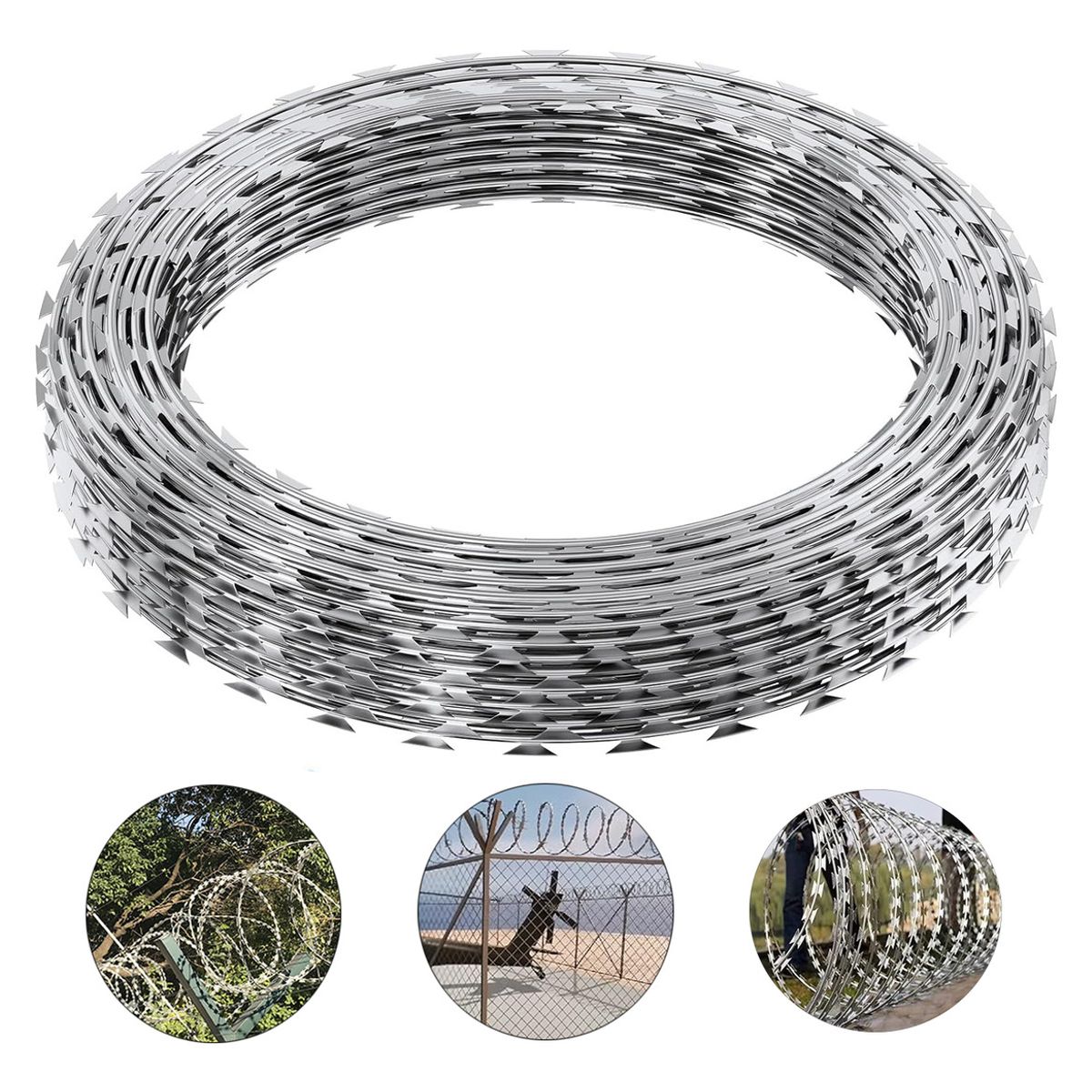 EVERSO - Rollo Concertina Alambre Puas Galvanizado Seguridad 50cmx10m