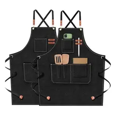 EVERSO - X2 Mandil Delantal Cocina Chef Delantal Multiusos Ajustable