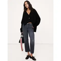 BANANA REPUBLIC - Cardigan Mujer Oversized Merino-Algodón Negro