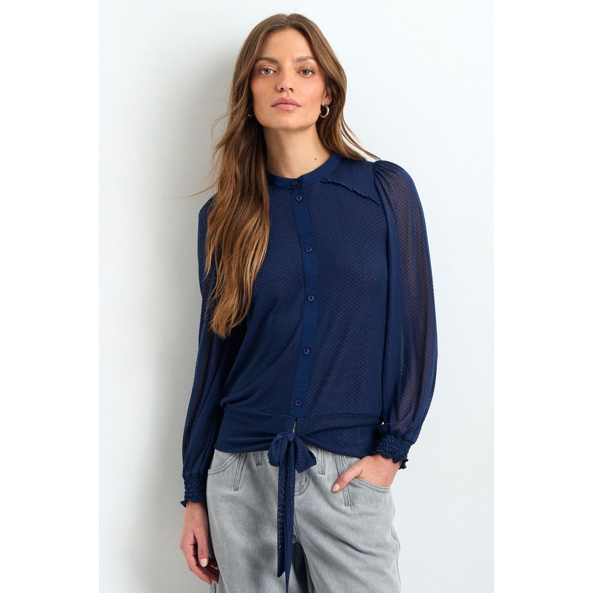 IO - Blusas Manga Larga Mujer Azul Io