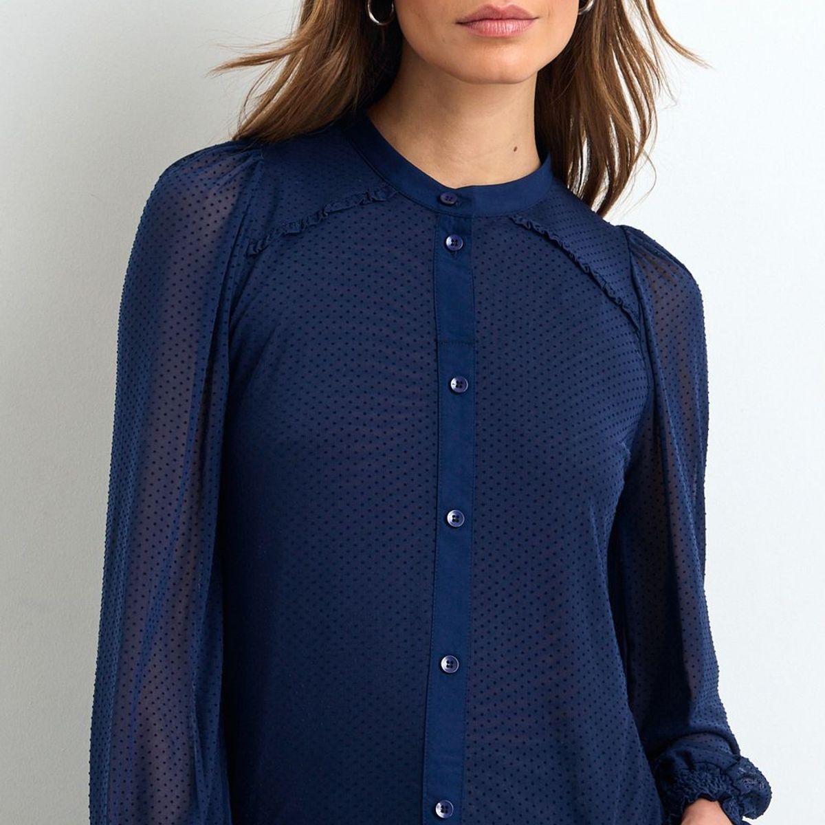 IO - Blusas Manga Larga Mujer Azul Io