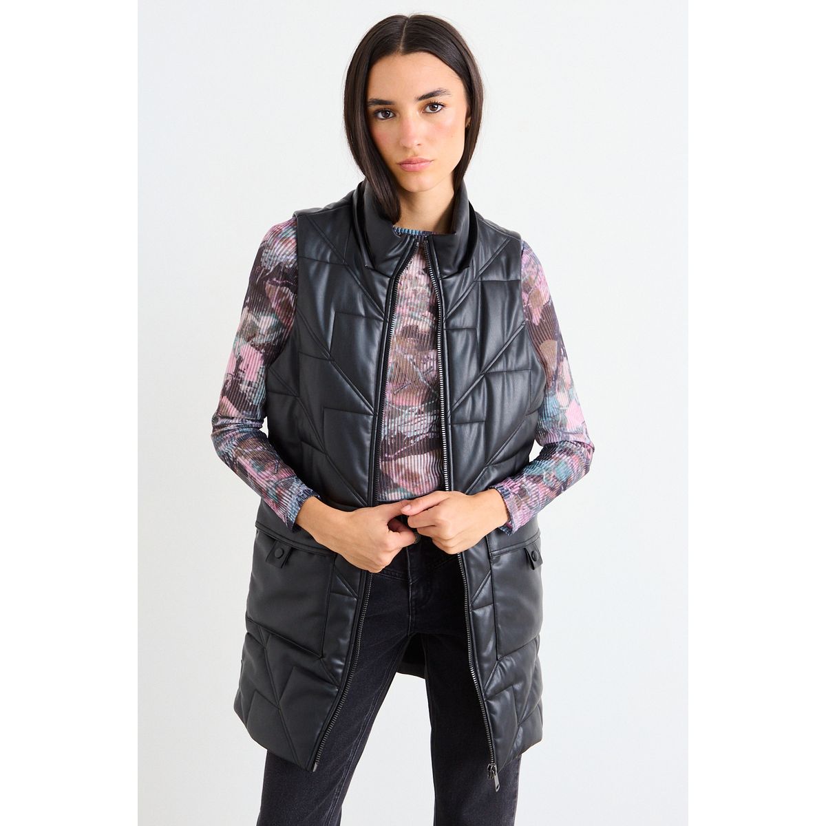 IO - Parka Larga Sin Mangas Mujer Negro Io