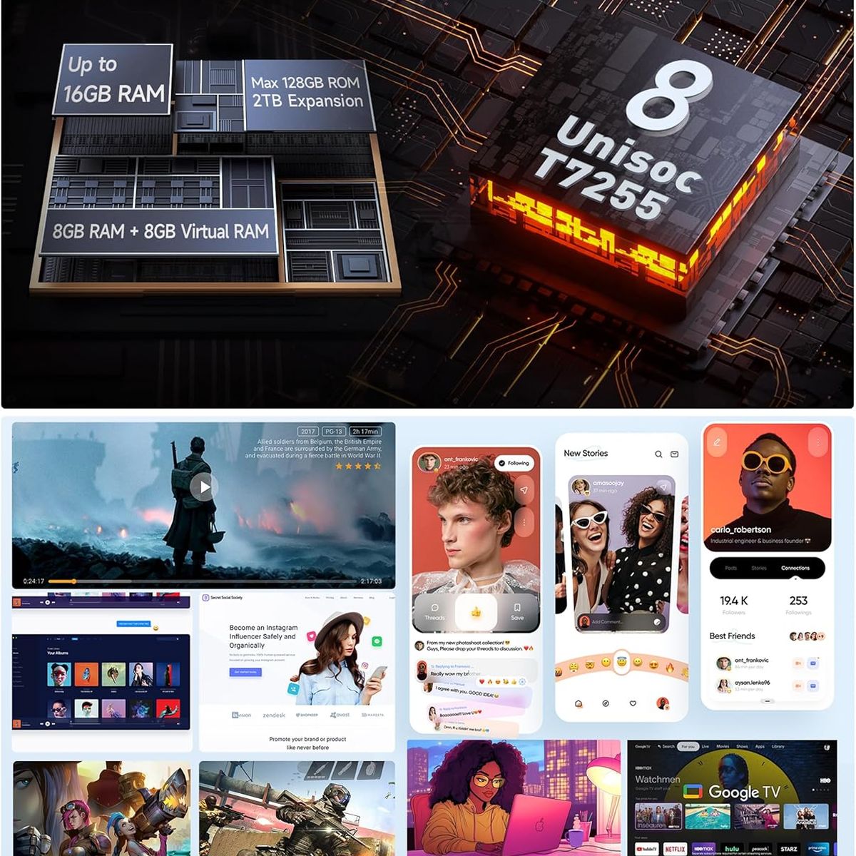 ULEFONE - Ulefone RugKing Celular 16GB+256GB Android 15 Smartphone