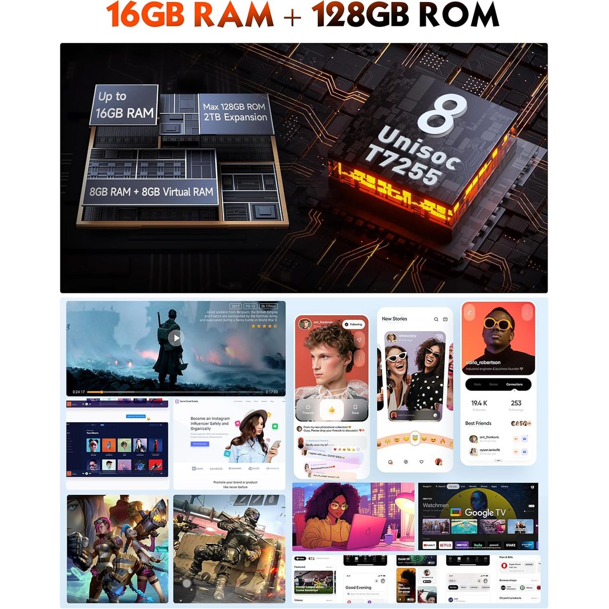 ULEFONE - Ulefone RugKing Celular 16GB+256GB Android 15 Smartphone