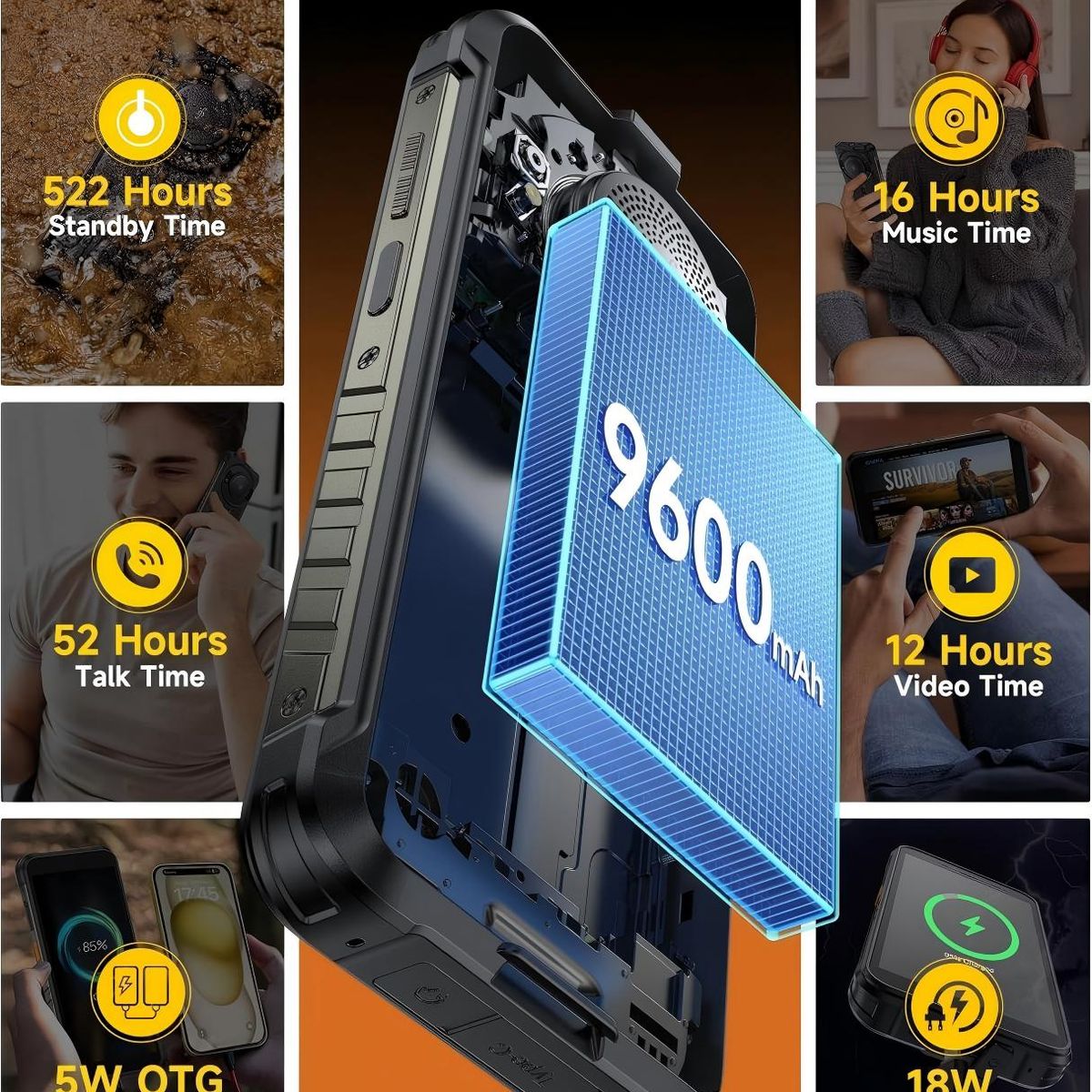 ULEFONE - Ulefone RugKing Celular 16GB+256GB Android 15 Smartphone