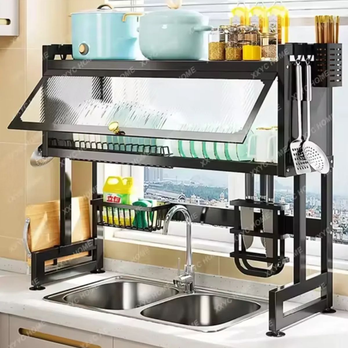 MOVI - Escurridor Secaplatos Integrado con puerta y porta cubiertos
