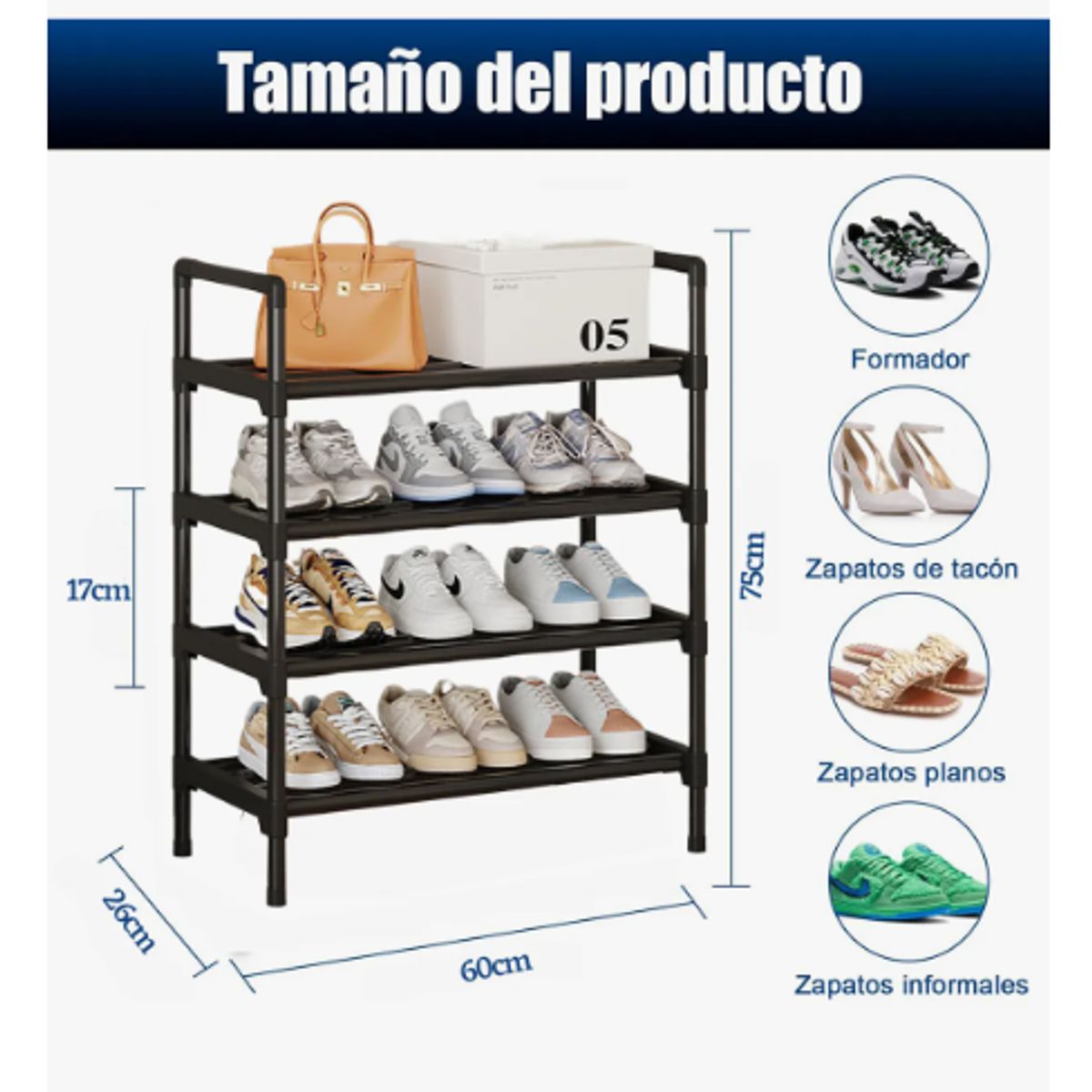 GENERICO - 4 Niveles Mueble Zapatero Organizador Racks Zapatera Armable