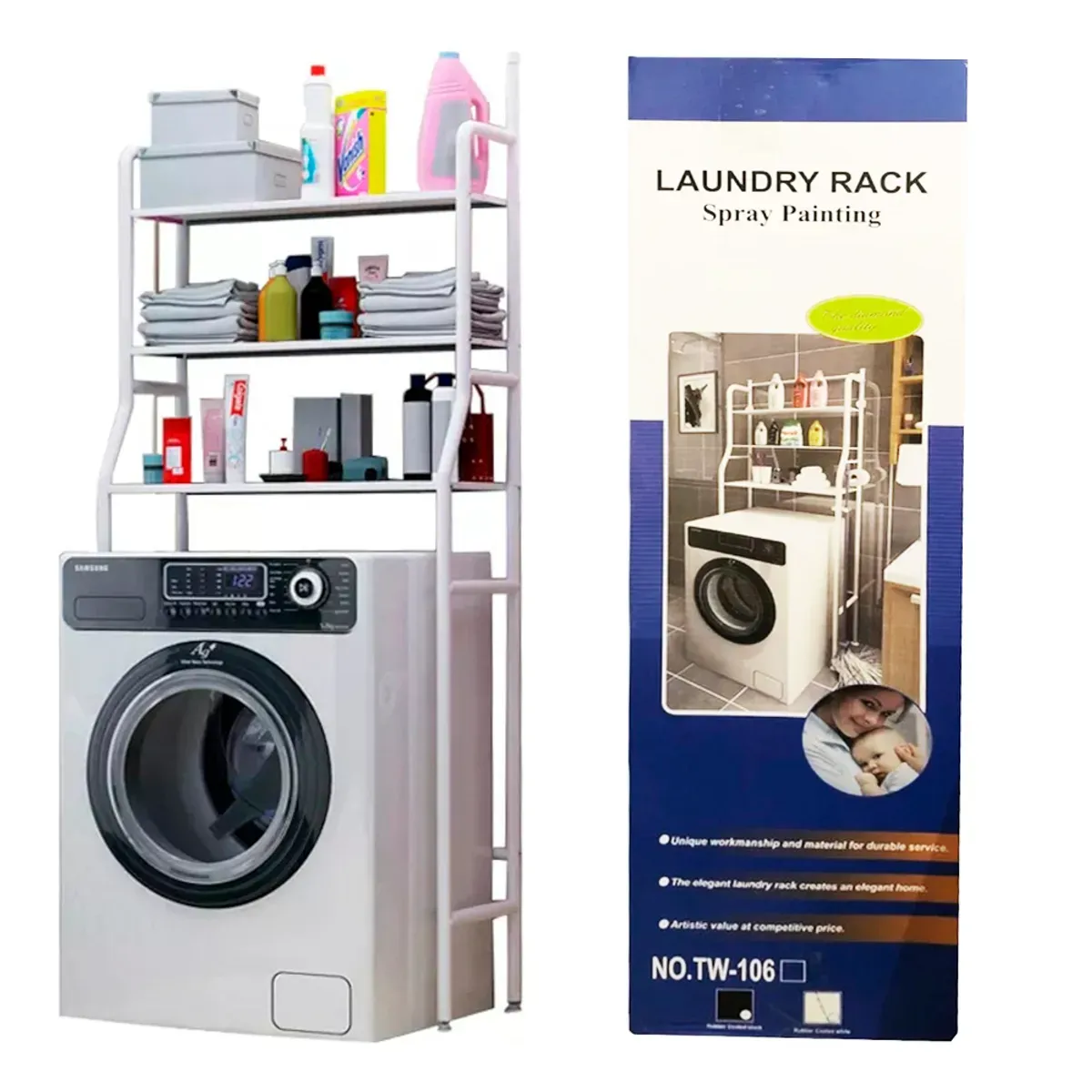 NO LOGO - Mueble Lavadora Organizador Repisa Lavadora Blanco