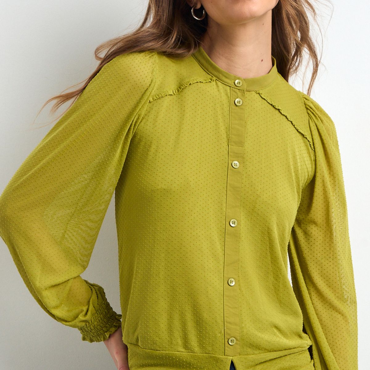 IO - Blusas Manga Larga Mujer Verde Io