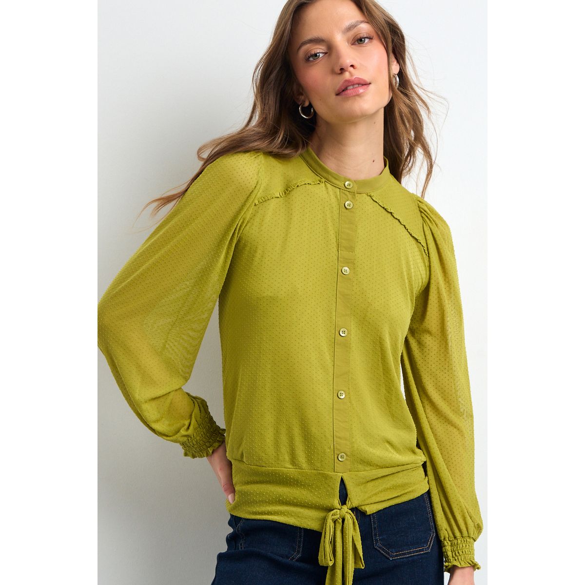 IO - Blusas Manga Larga Mujer Verde Io