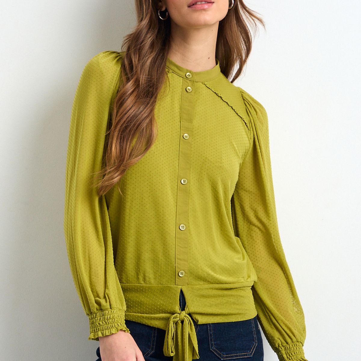 IO - Blusas Manga Larga Mujer Verde Io