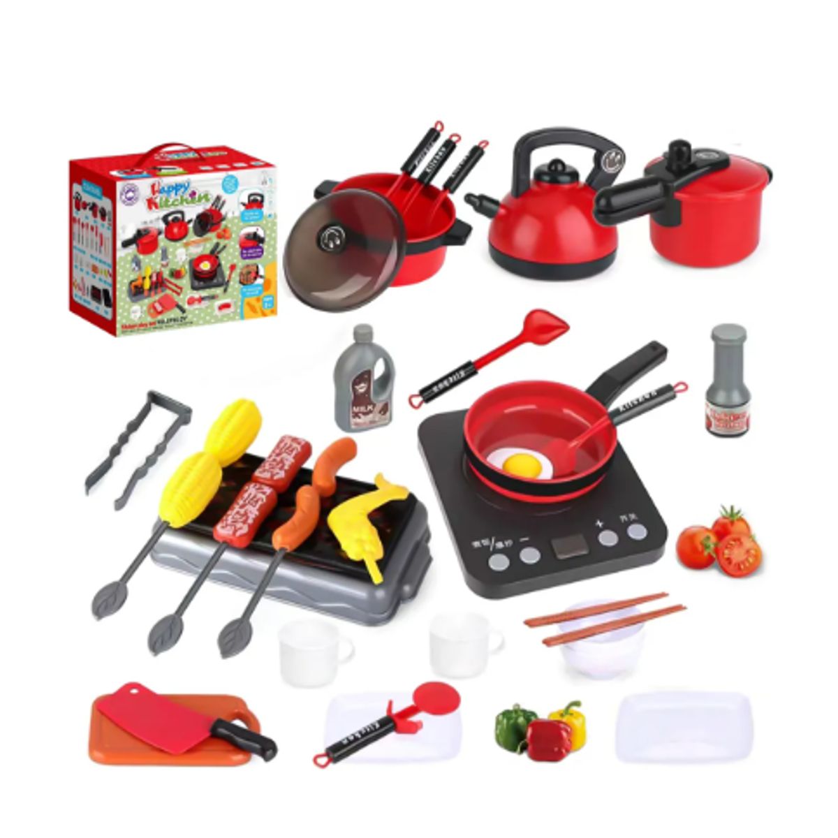 GENERICO - Set De Cocina De Juguete 36pcs Niños Juego De Mini Chef Rojo