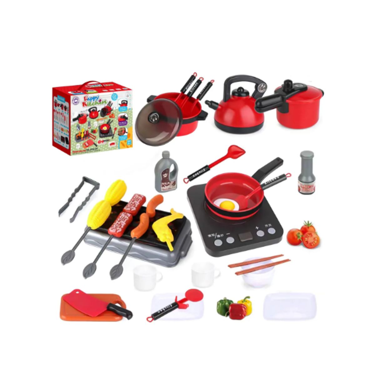 GENERICO - Set De Cocina De Juguete 36pcs Niños Juego De Mini Chef Rojo