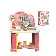 GENERICO - Juguete Cocinar 58cm Para Niñas Agua 25 Pcs Juego Mini Chef Rosa