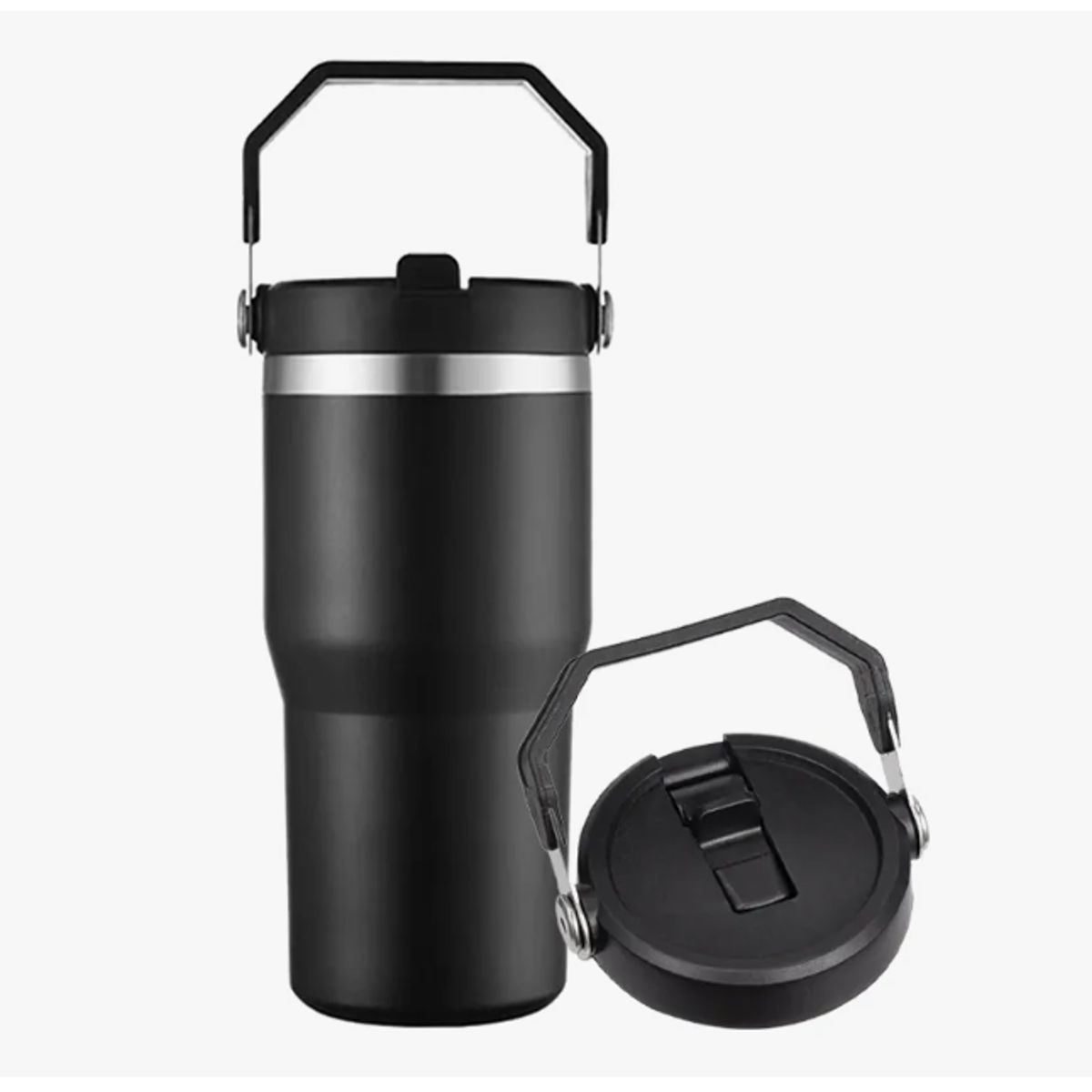 GENERICO - Vaso Térmico 600 Ml Con Asa Color Sólido Acero Inox