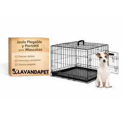 HAZ TU CLICK - Jaula Metálica Plegable Para Mascota 76x46x53cm 2 Puertas Lp Negro