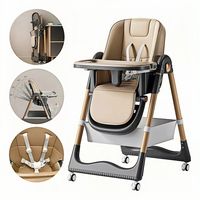 Silla De Comer Reclinable Plegable Baby Con Rueda Marrón Claro