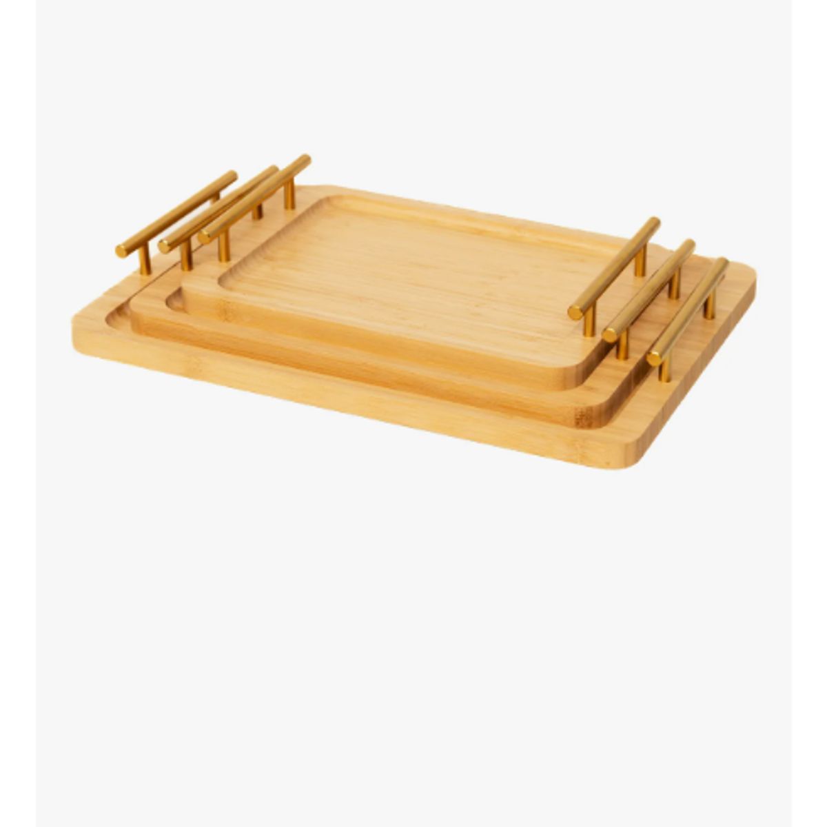 GENERICO - Set 3 Bandeja De Servicio Bambu Con Asas De Cocina