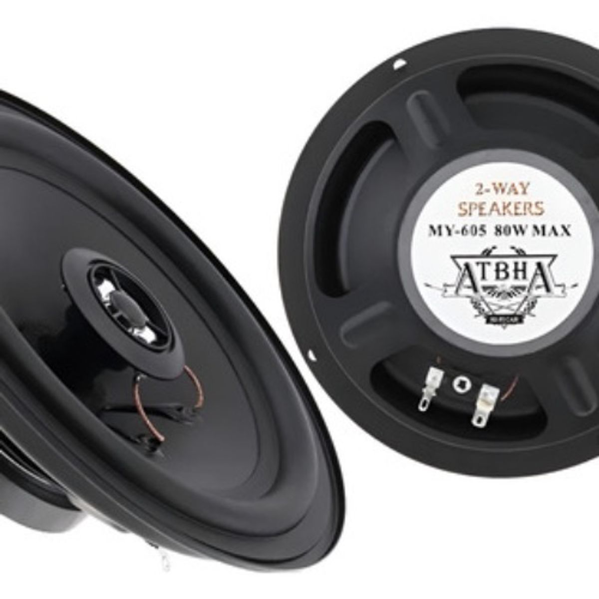 GENERICO - X2 Parlante Auto 16cm Redondo 80w Coaxial 2 Vías Hifi 213021 Negro-213021 C45