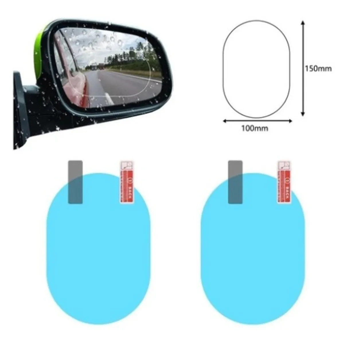 GENERICO - Kit Par Lamina Espejo Retrovisor Anti Lluvia Impermeable 223177 C32