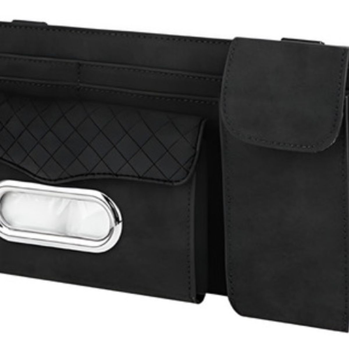 GENERICO - X2 Ecocuero Organizador Auto Respaldo De Parasol Tarjetero Negro - 212065