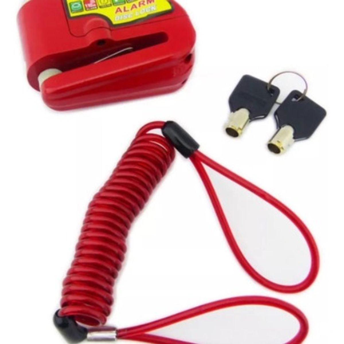 GENERICO - Candado Con Alarma Freno Disco Moto + Piola Recordatoria Azar - 223625
