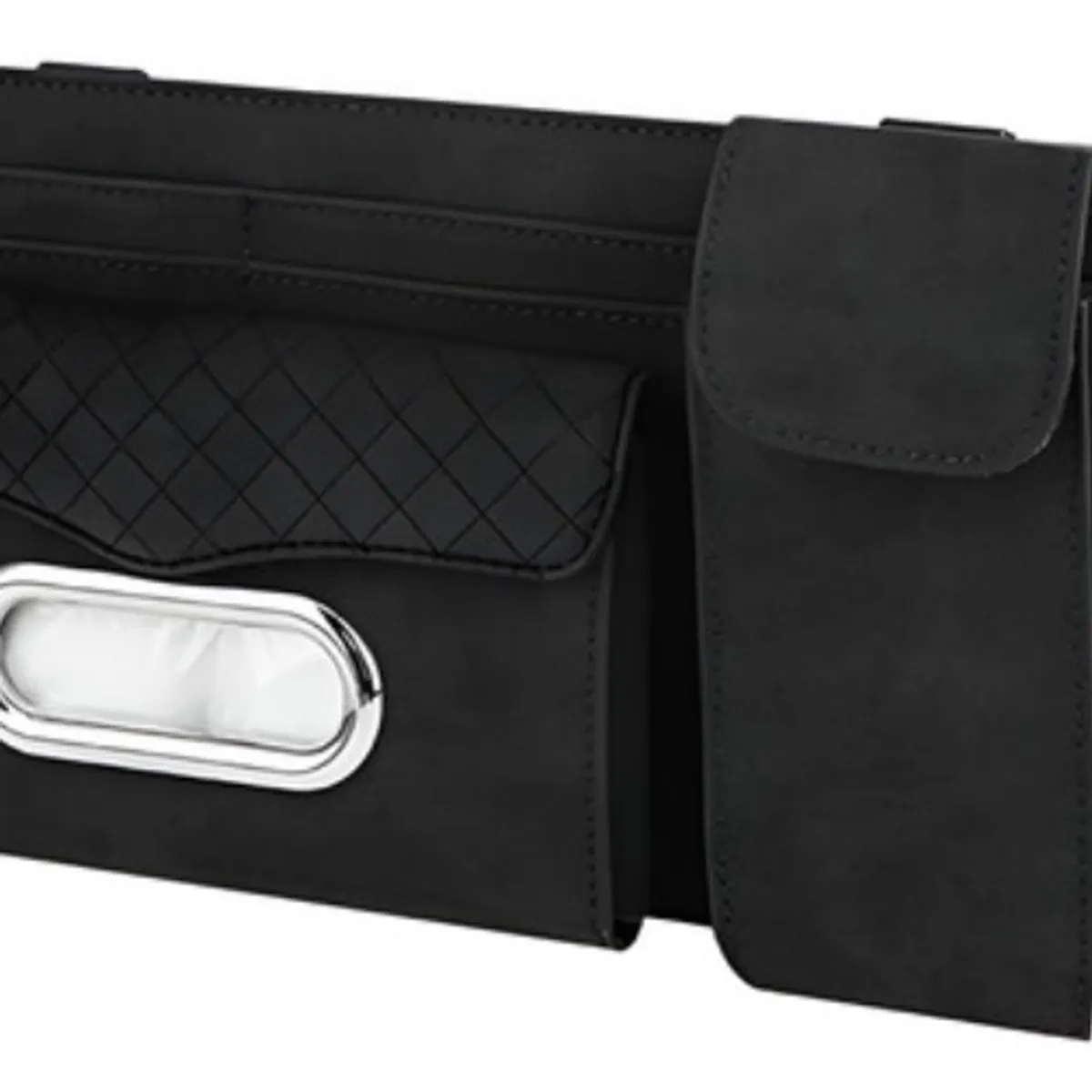 GENERICO - Ecocuero Organizador Auto Respaldo De Parasol Tarjetero Negro - 212065