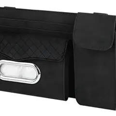 GENERICO - Ecocuero Organizador Auto Respaldo De Parasol Tarjetero Negro - 212065