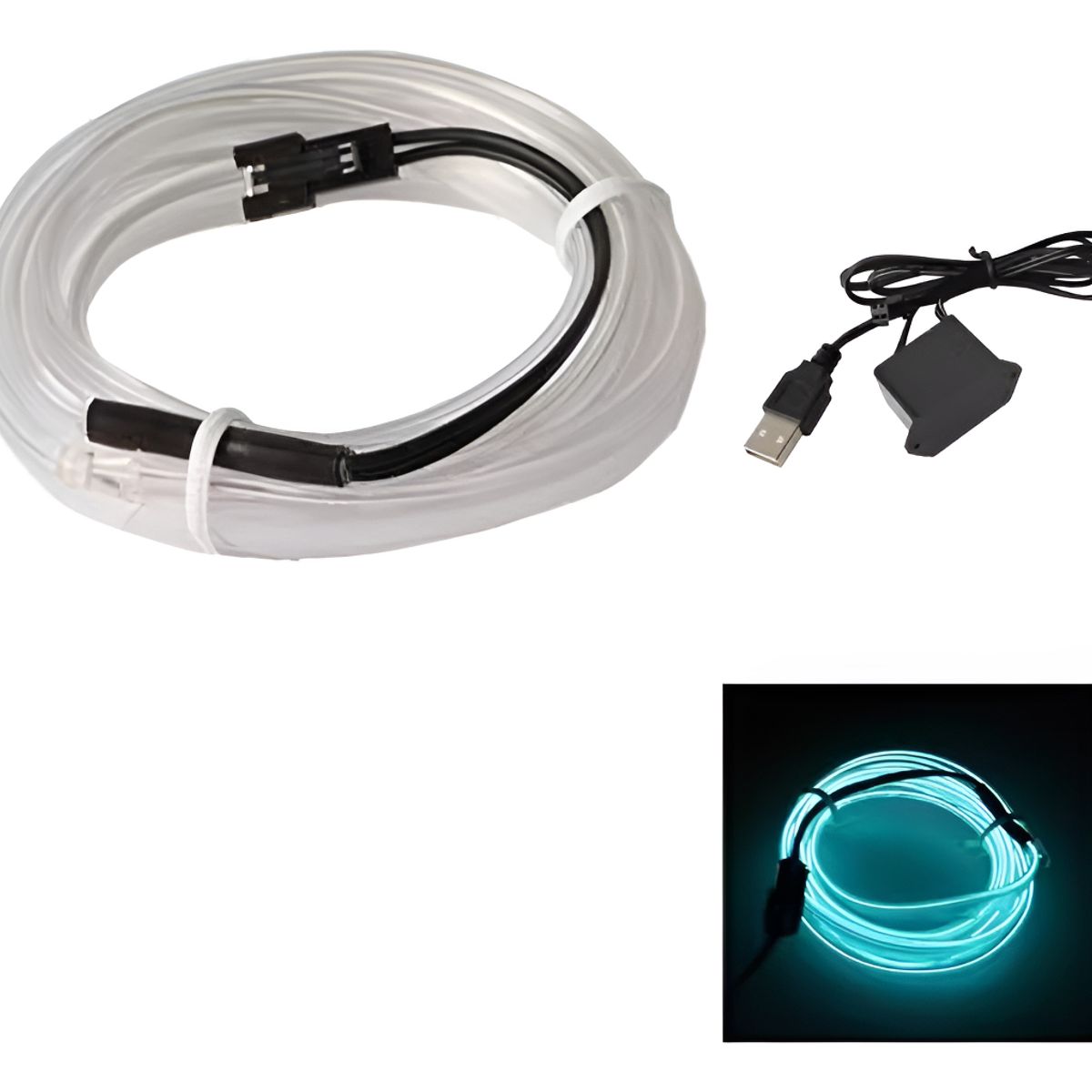 GENERICO - Hilo Tira Luz Neon Colores Led Conector Usb 12v Auto Moto 3m