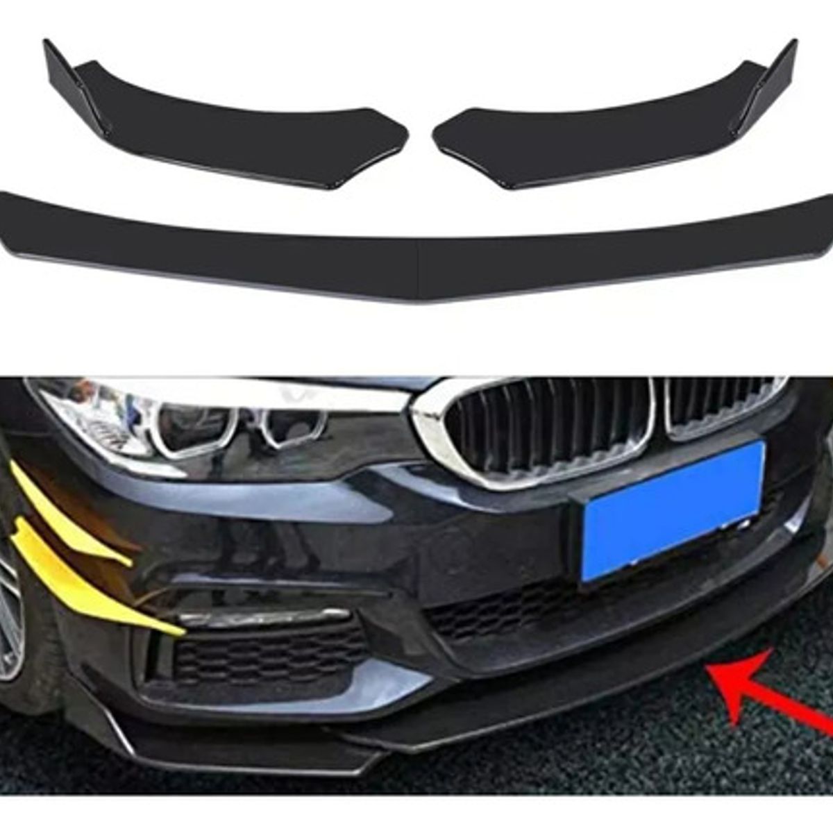 GENERICO - Lip Frontal Completo Parachoque Front Lip Universal Auto Negro - 223642