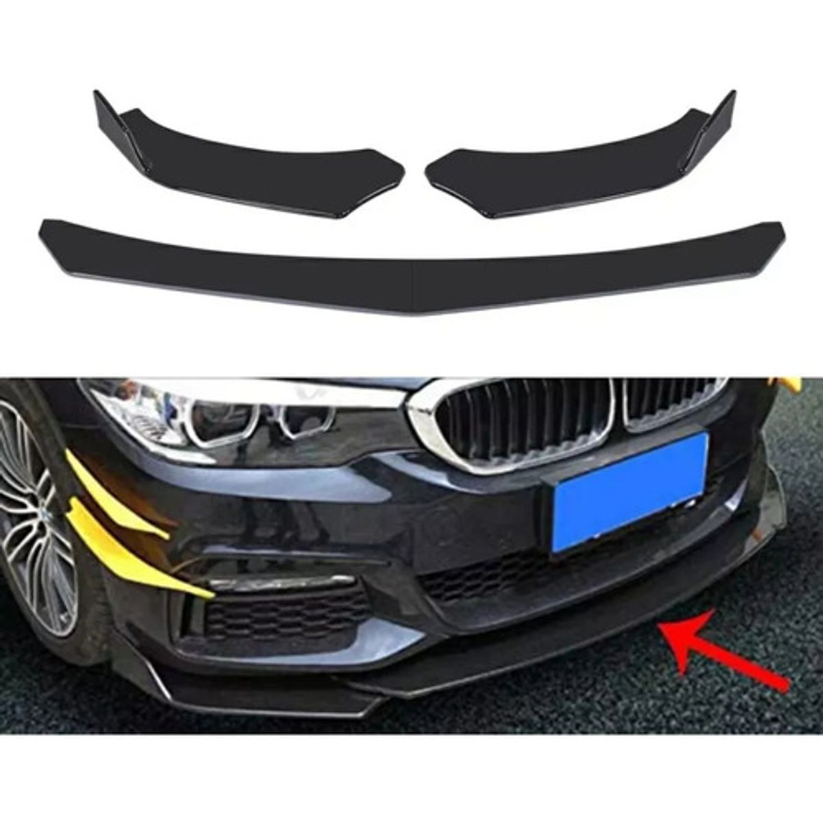 GENERICO - Lip Frontal Completo Parachoque Front Lip Universal Auto Negro - 223642