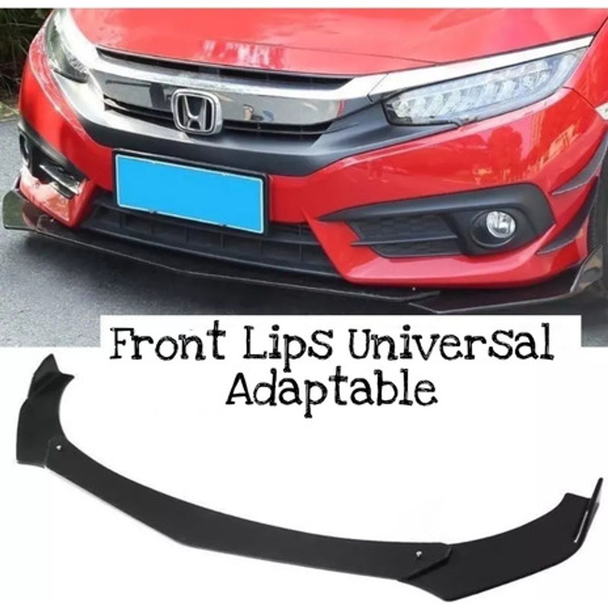 GENERICO - Lip Frontal Completo Parachoque Front Lip Universal Auto Negro - 223642
