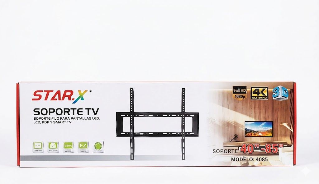 GENERICO Soporte Tv Led Pared Fijo 40 A 85 Pulgadas Resiste 75kg Negro