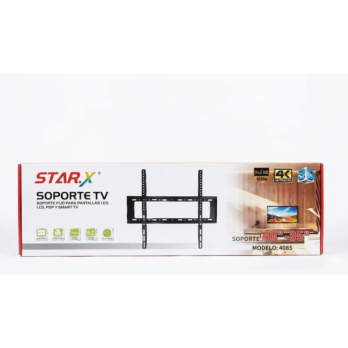 GENERICO - Soporte Tv Led Pared Fijo 40 A 85 Pulgadas Resiste 75kg Negro