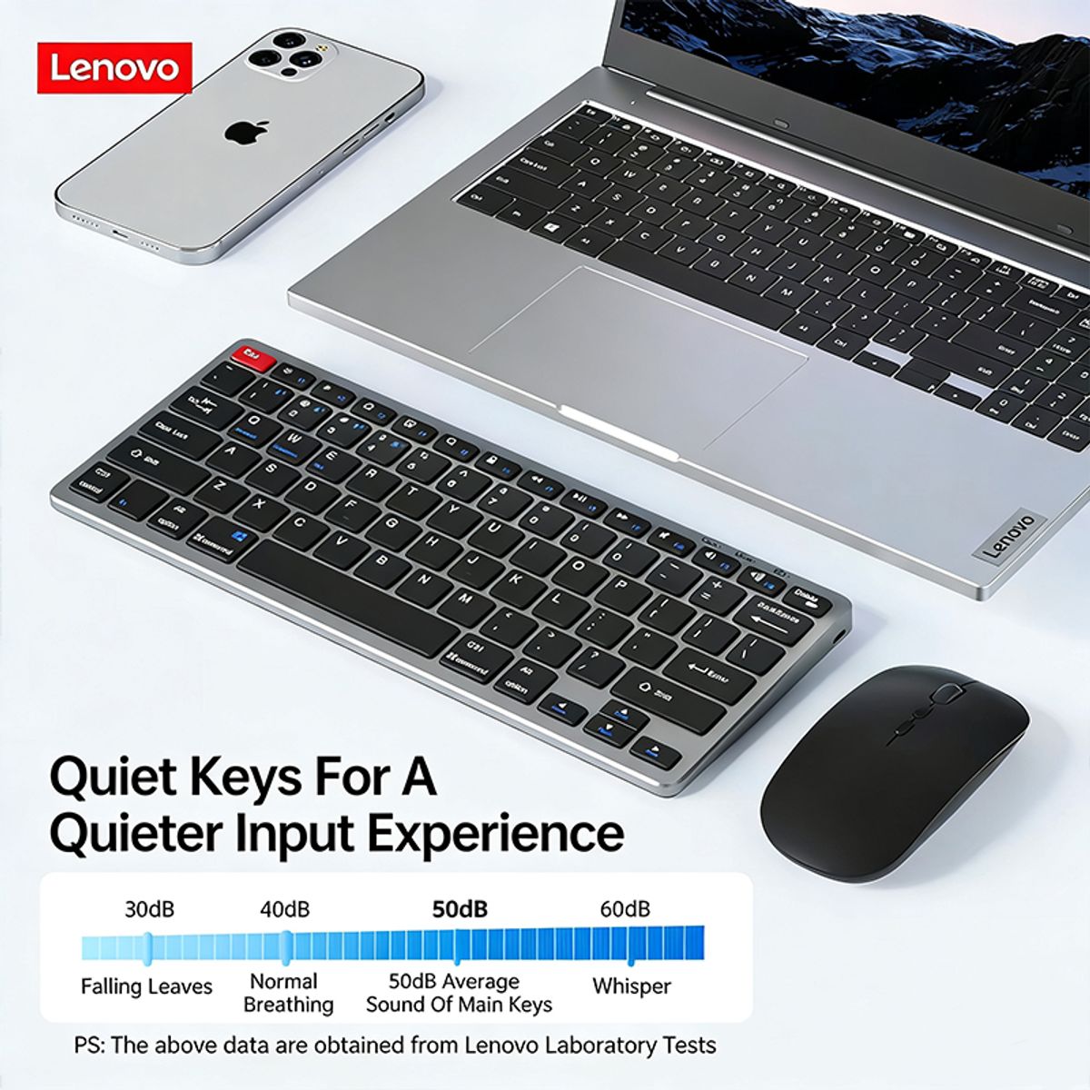 LENOVO - Combo Teclado Ratón Kit Lenovo P211 Inalámbrico Bluetooth Silencioso
