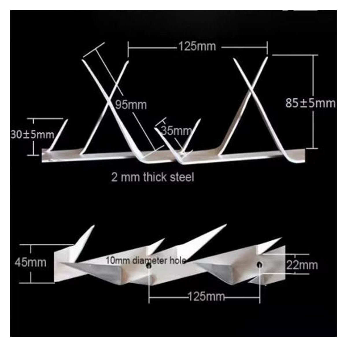 ATURE - Lote De 10 Púas Antiescalada Galvanizadas De 1m Para Muros Metal