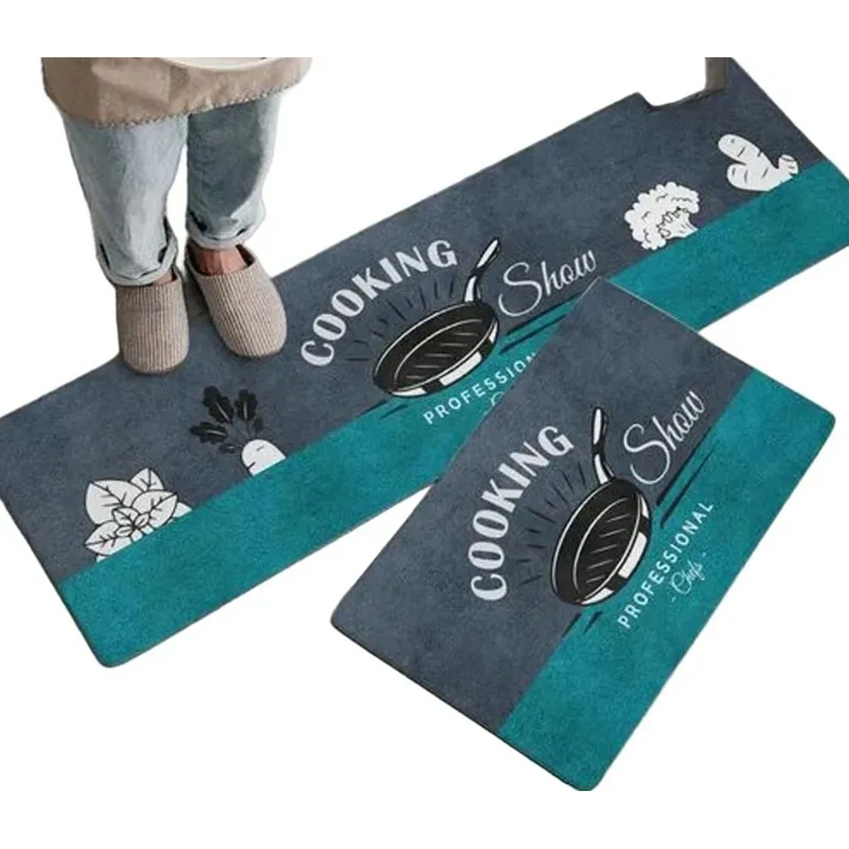 GENERICO - Set 2 Alfombras Para Cocina Piso Entrada Baño Antideslizante