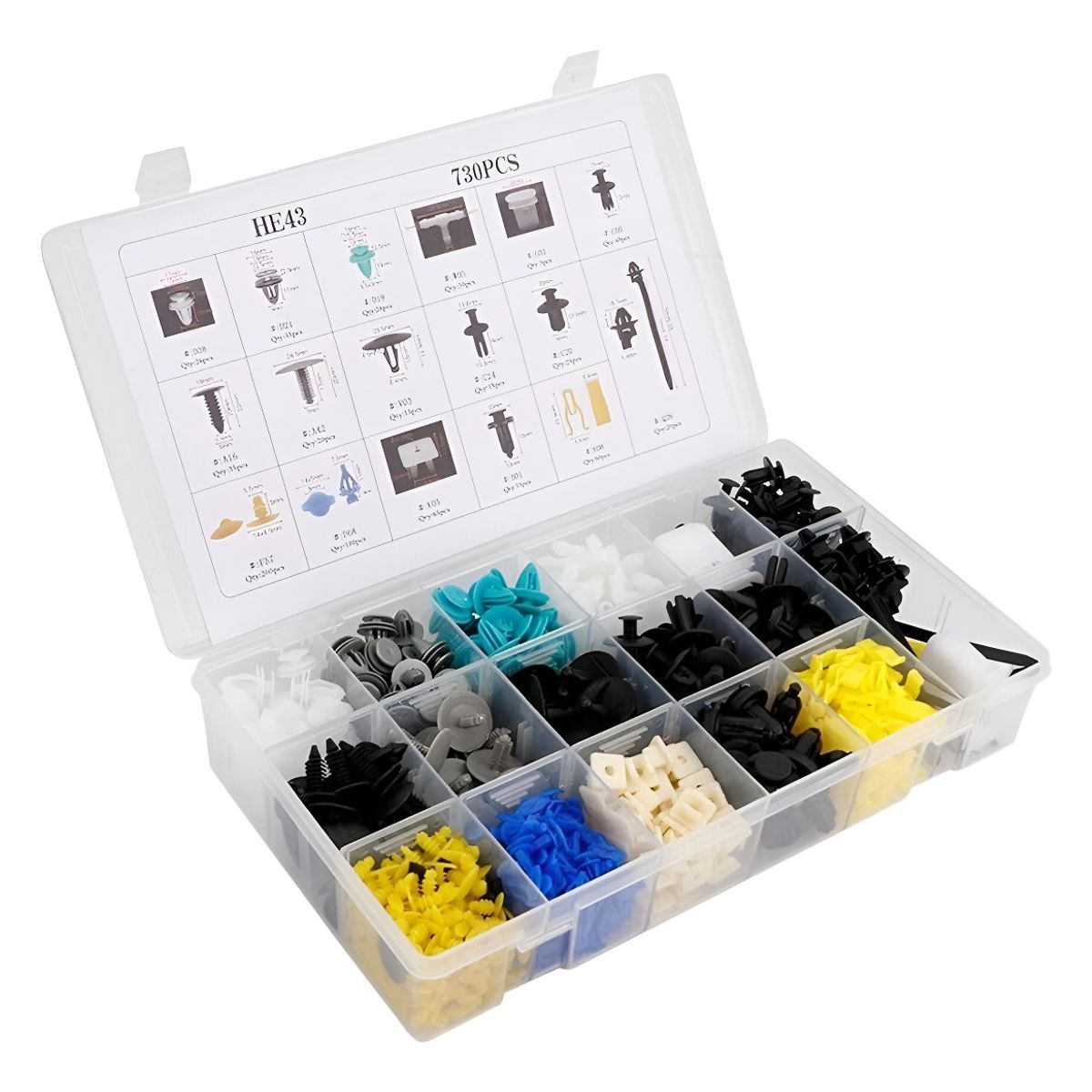 GENERICO - Caja 730 Clips Broche Retencion Plastico Lata Auto Tapabarro 212023 C32