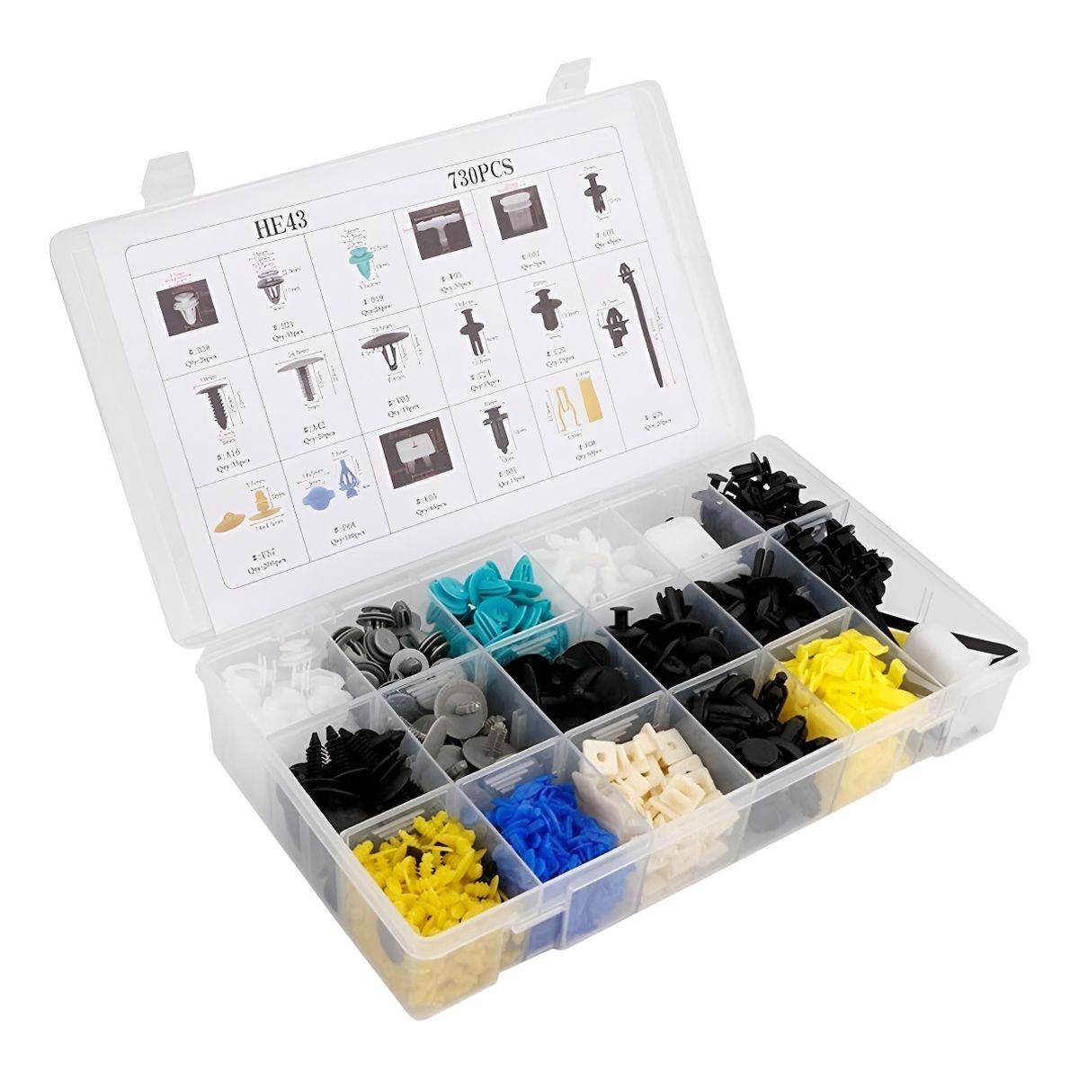 GENERICO - Caja 730 Clips Broche Retencion Plastico Lata Auto Tapabarro 212023 C32