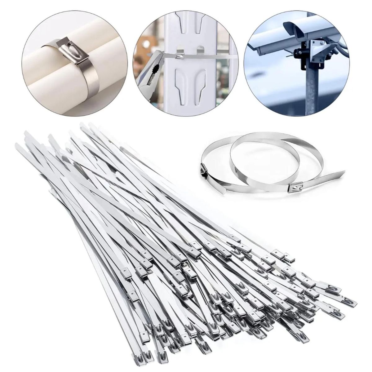 ATURE - Bandas De Sujeción De Acero Inox 304 (4.6x300mm) - 100 Pcs