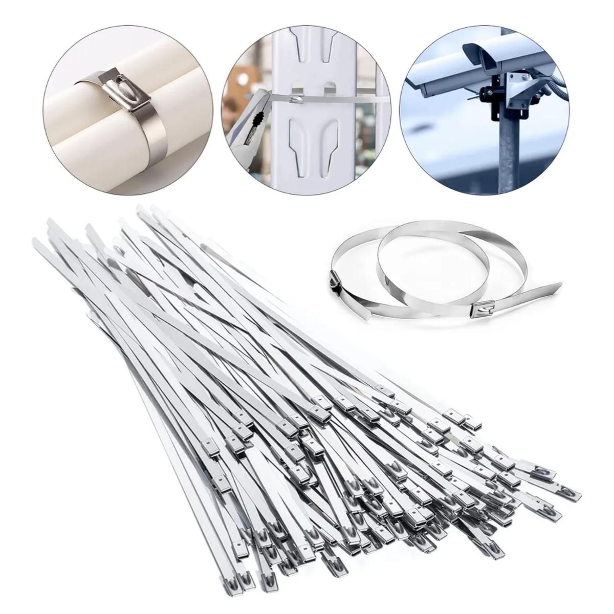 ATURE - Bandas De Sujeción De Acero Inox 304 (4.6x300mm) - 100 Pcs